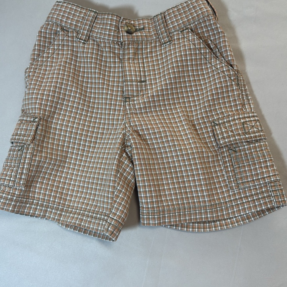Gymboree Boys Orange T-Shirt and Plaid Shorts Set. - Picture 4 of 8
